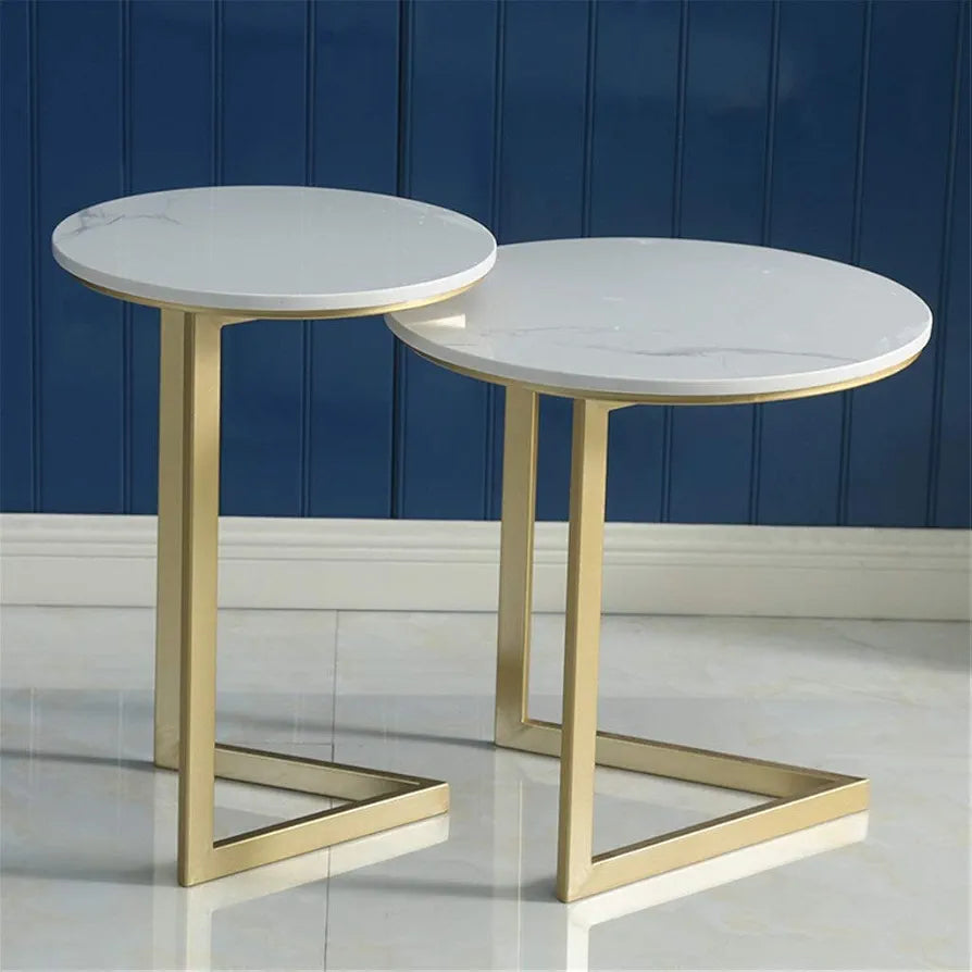 Living Room Furniture Nesting Coffee Table, Metal Round Coffee Table Living Room Balcony Flower Shop Clothing Store Leisure Reading Table, White Negotiating table