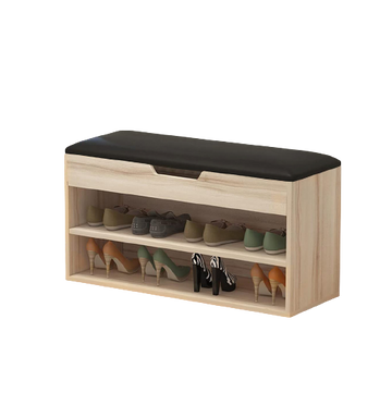 Premium Quality Entrance 2 Tiers Shoe Rack Shoe Cabinet Shoe Storage Bench with Folding Padded Seat by eFurniturePK