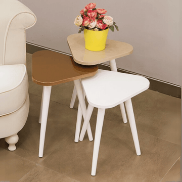 Set of 3 Triangular Wooden Coffee Table - 1503