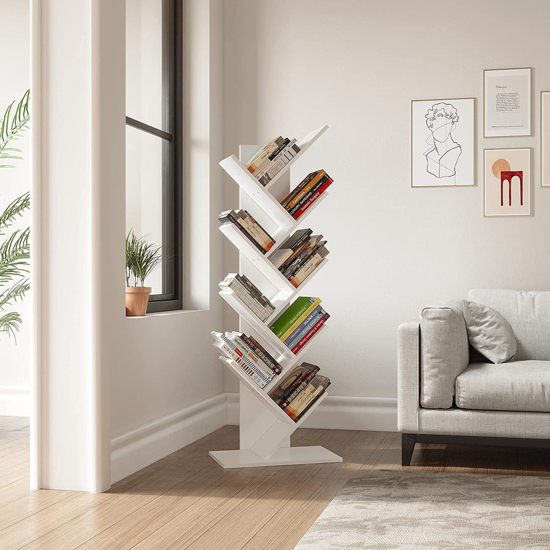 9-Shelf DIY Tree Shaped Floor Standing Bookcase, Storage Rack for Living Room/Home/Office by eFurniturePk