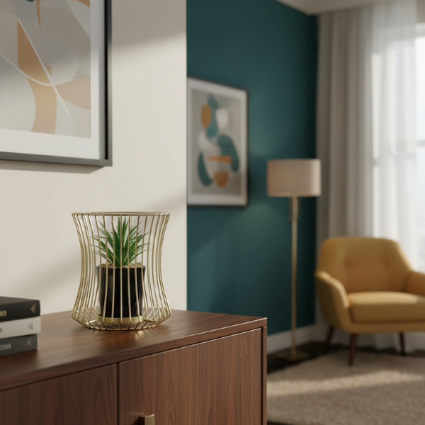 Gold Decorative Succulent Plant With Metal Case