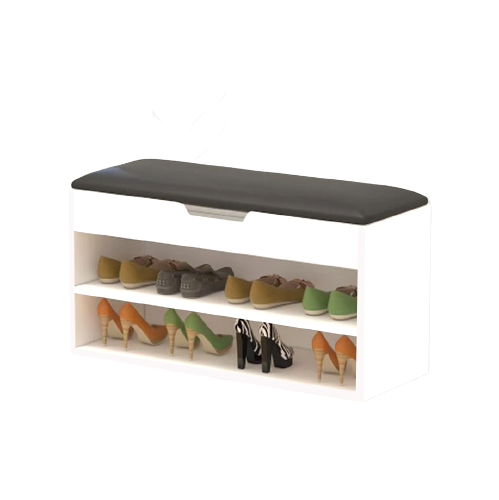 Premium Quality Entrance 2 Tiers Shoe Rack Shoe Cabinet Shoe Storage Bench with Folding Padded Seat by eFurniturePK