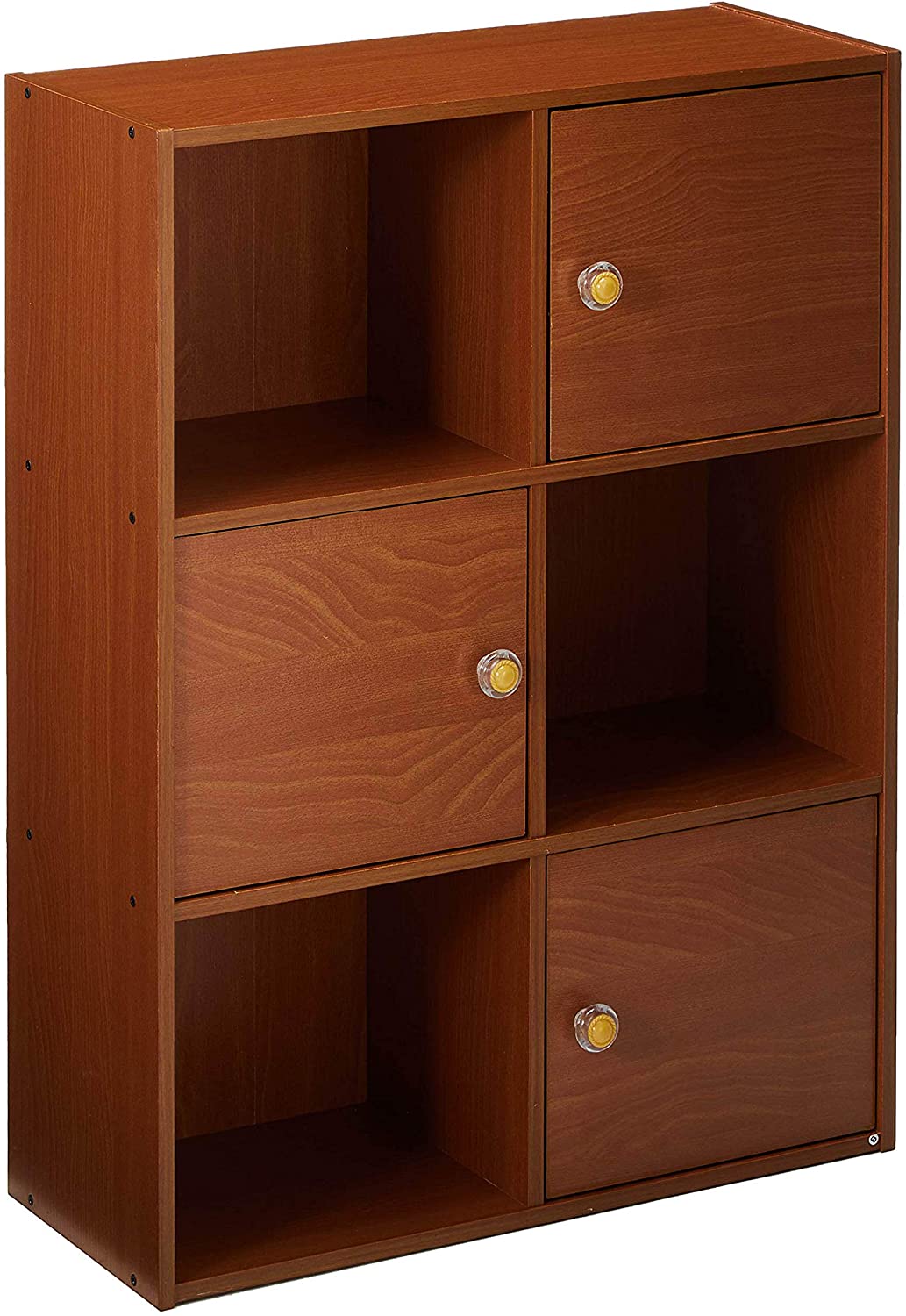 Gorgeous 3-Tier 6 Cube with 3 Door and 3 Open Cube Shees Bookcase Bookshef Storage Bookcases Multifunctional Display Shelf by eFurniturePK