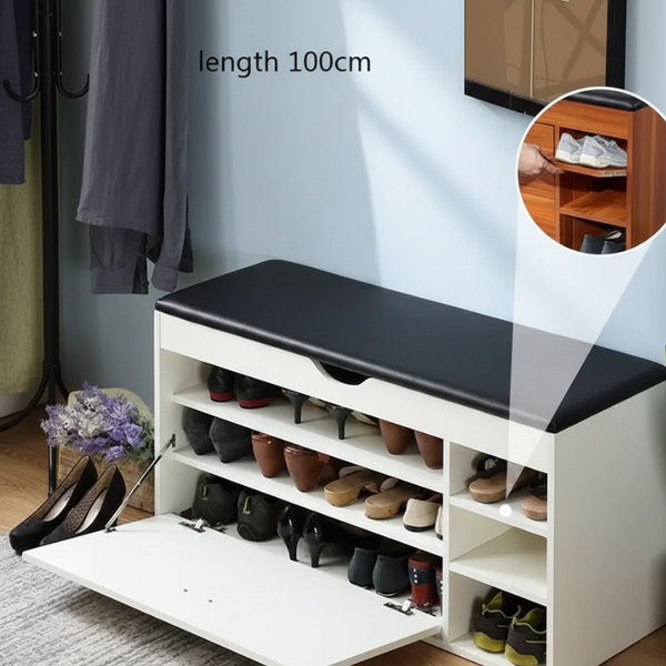 Premium Quality wooden Entrance Shoes organizer Shoes Rack with Seat Cushion