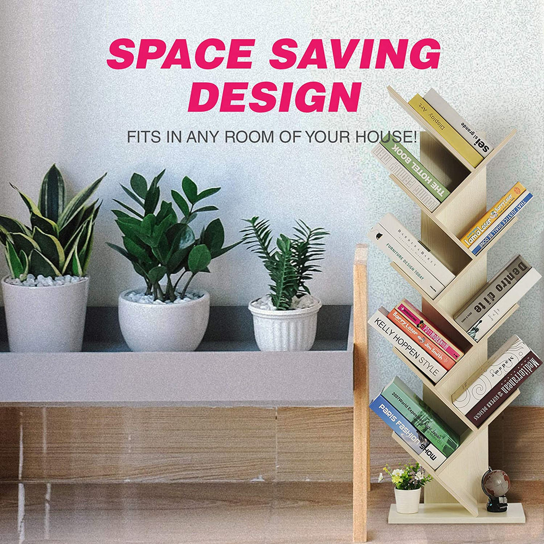 9-Shelf DIY Tree Shaped Floor Standing Bookcase, Storage Rack for Living Room/Home/Office by eFurniturePk