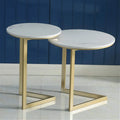 Living Room Furniture Nesting Coffee Table, Metal Round Coffee Table Living Room Balcony Flower Shop Clothing Store Leisure Reading Table, White Negotiating table 