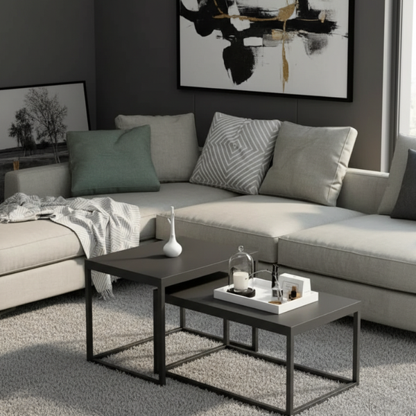 Elegant Square Wooden Center Table | Set of 2