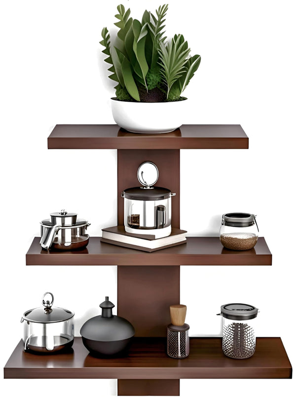 Spunky Wooden Wall Shelves for Living Room | Wall Shelf for Home Decor Items | Floating Book Rack for Study Room, Office