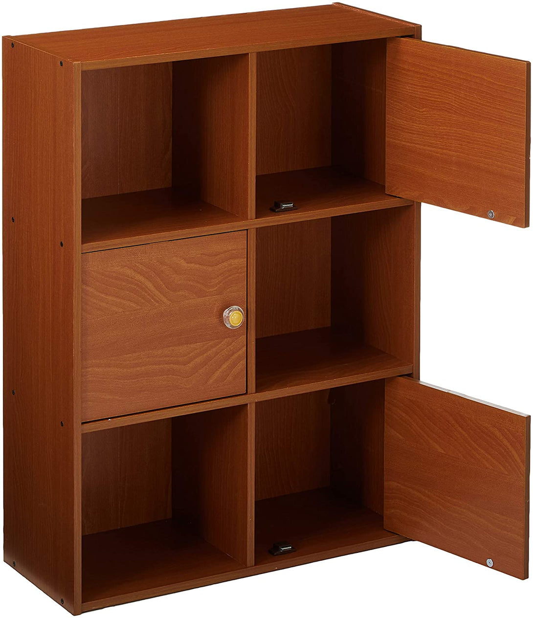 Gorgeous 3-Tier 6 Cube with 3 Door and 3 Open Cube Shees Bookcase Bookshef Storage Bookcases Multifunctional Display Shelf by eFurniturePK