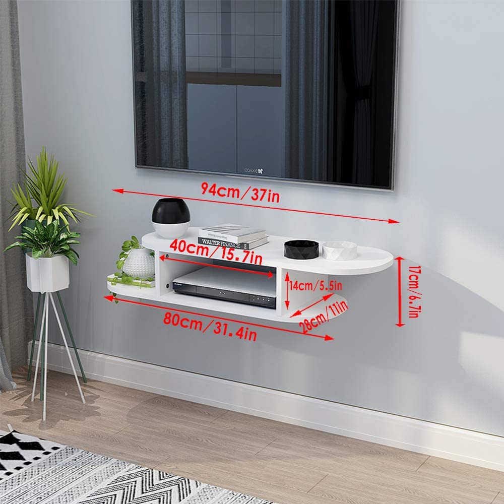 Rounded Floating TV Shelf Entertainment Center Wall Mounted Media Console by eFurniturePk