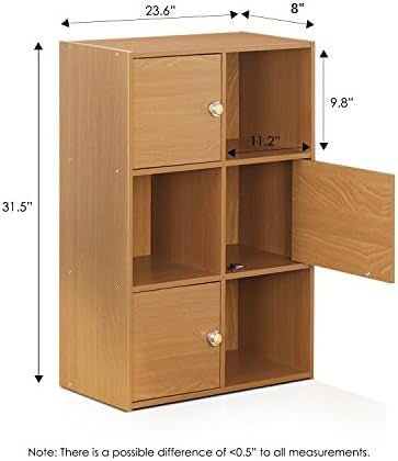 Gorgeous 3-Tier 6 Cube with 3 Door and 3 Open Cube Shees Bookcase Bookshef Storage Bookcases Multifunctional Display Shelf by eFurniturePK