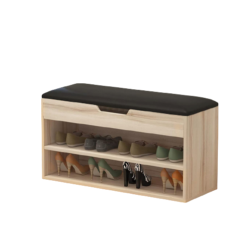 Premium Quality Entrance 2 Tiers Shoe Rack Shoe Cabinet Shoe Storage Bench with Folding Padded Seat by eFurniturePK