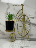 Vintage Bicycle Metal Planter with Ceramic Cactus – Artistic Home Decor