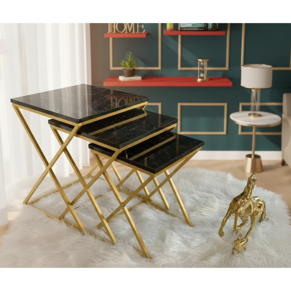 Black Brown Nest of Tables – Nesting Coffee Table & Side Set