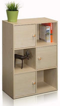 Gorgeous 3-Tier 6 Cube with 3 Door and 3 Open Cube Shees Bookcase Bookshef Storage Bookcases Multifunctional Display Shelf by eFurniturePK