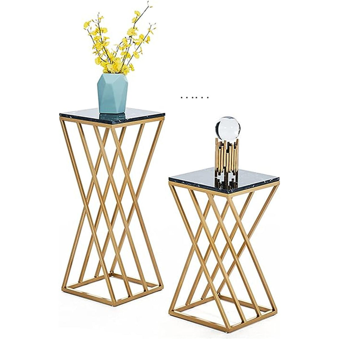 New Side Table, Luxury Marble Style Coffee Table, European Style Iron Corner Table, Two Set of Tables