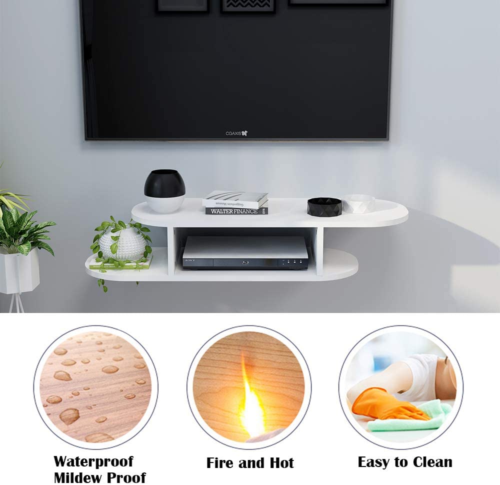 Rounded Floating TV Shelf Entertainment Center Wall Mounted Media Console by eFurniturePk