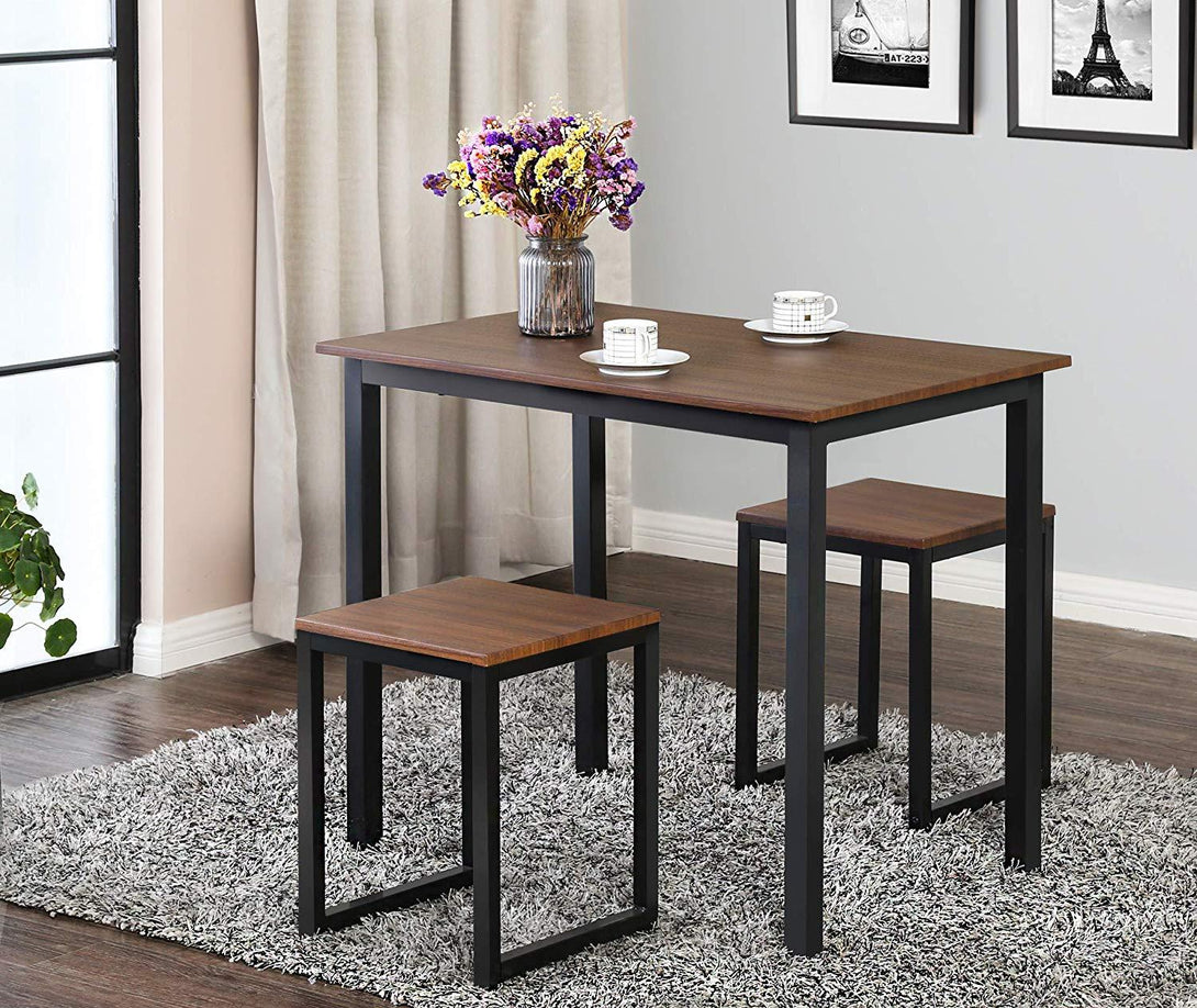 New Modern Metal Frame Table With Stools, Dining Table, Centre Table, Coffee Table With Stools, Dining Set, Space Saving Table