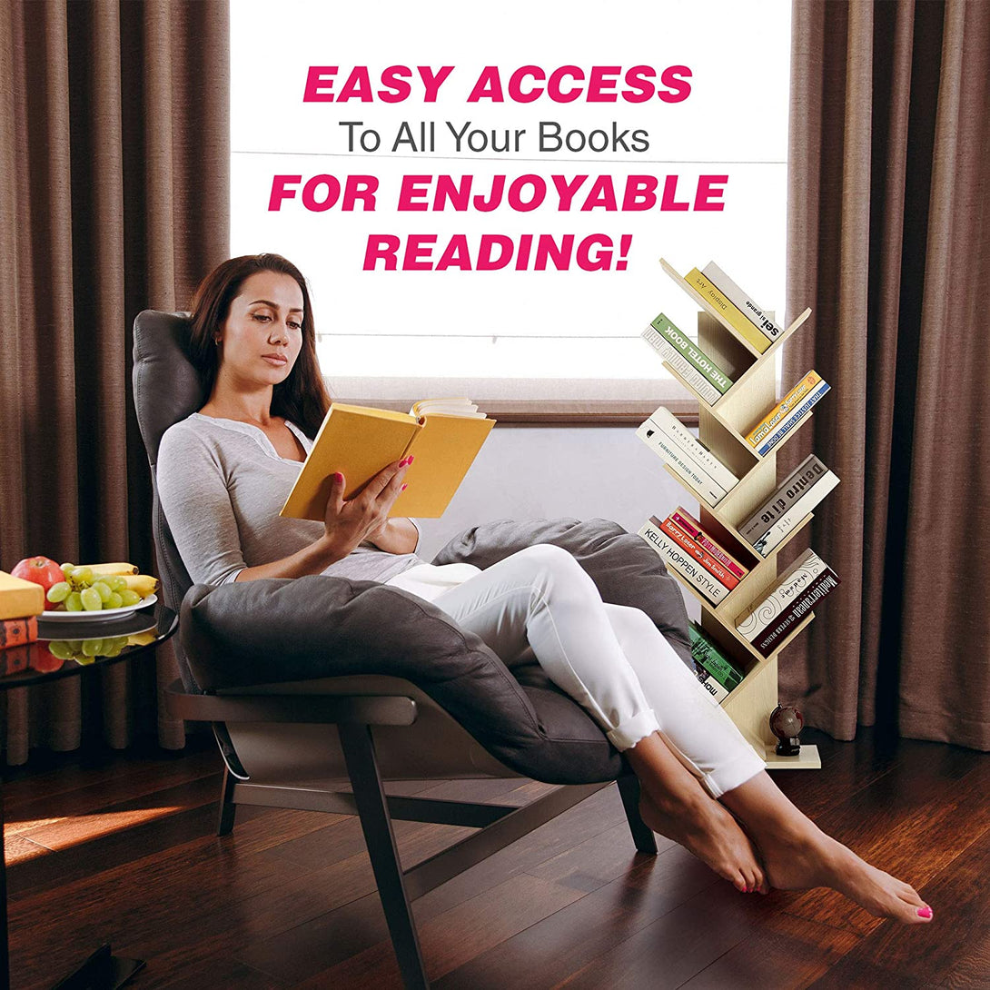 9-Shelf DIY Tree Shaped Floor Standing Bookcase, Storage Rack for Living Room/Home/Office by eFurniturePk