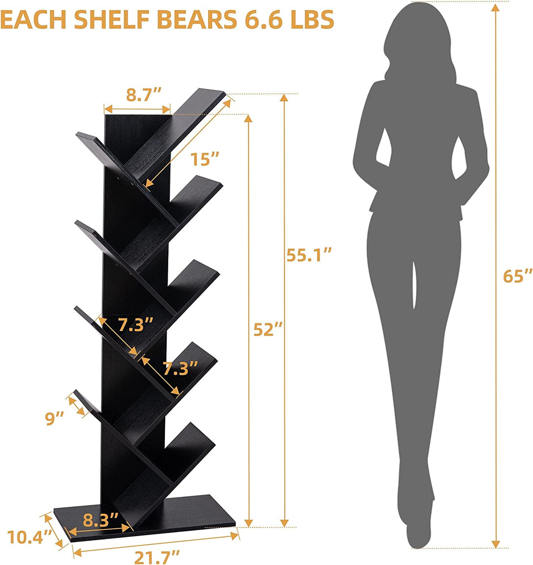 9-Shelf DIY Tree Shaped Floor Standing Bookcase, Storage Rack for Living Room/Home/Office by eFurniturePk