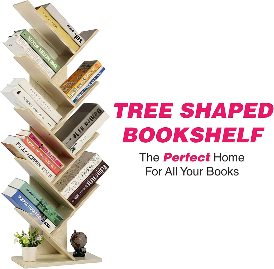 9-Shelf DIY Tree Shaped Floor Standing Bookcase, Storage Rack for Living Room/Home/Office by eFurniturePk