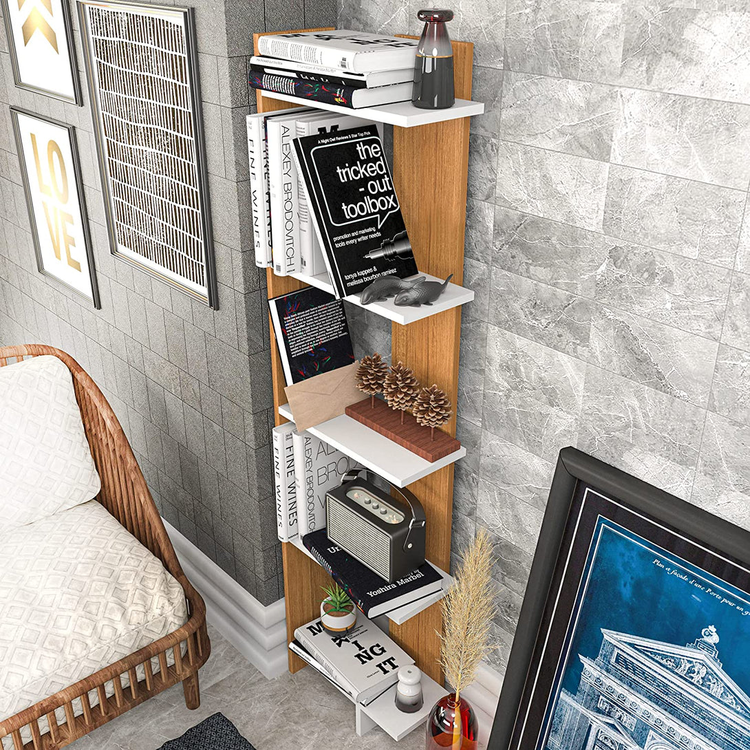 eDecor 5-Shelf Modern Display Corner Unit Bookcase Bookshelf Shelving Unit (Customize)