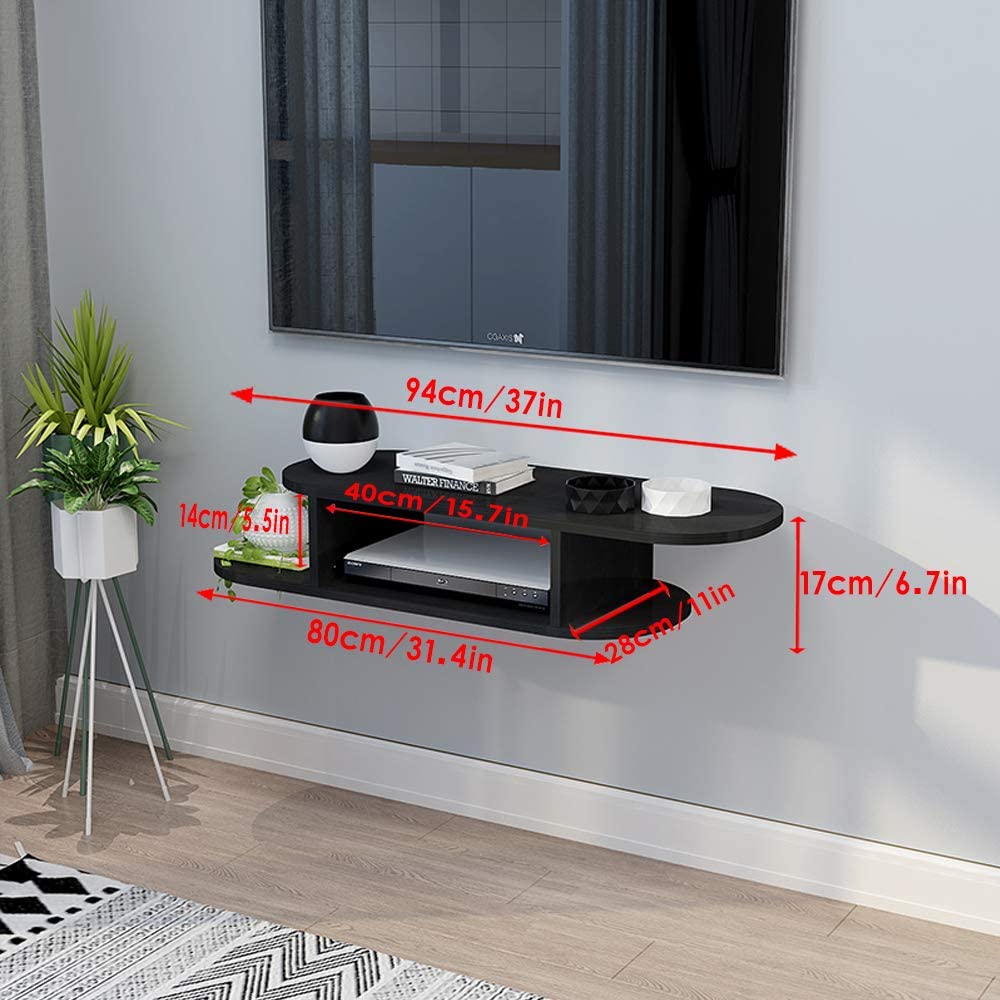 Rounded Floating TV Shelf Entertainment Center Wall Mounted Media Console by eFurniturePk