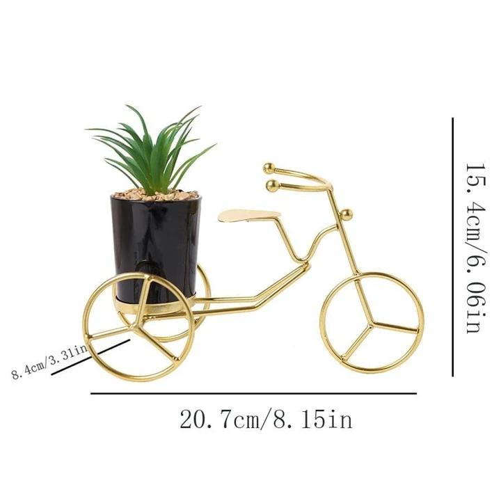 Metal Cycle in Golden Colour With Ceremic Flower Pot