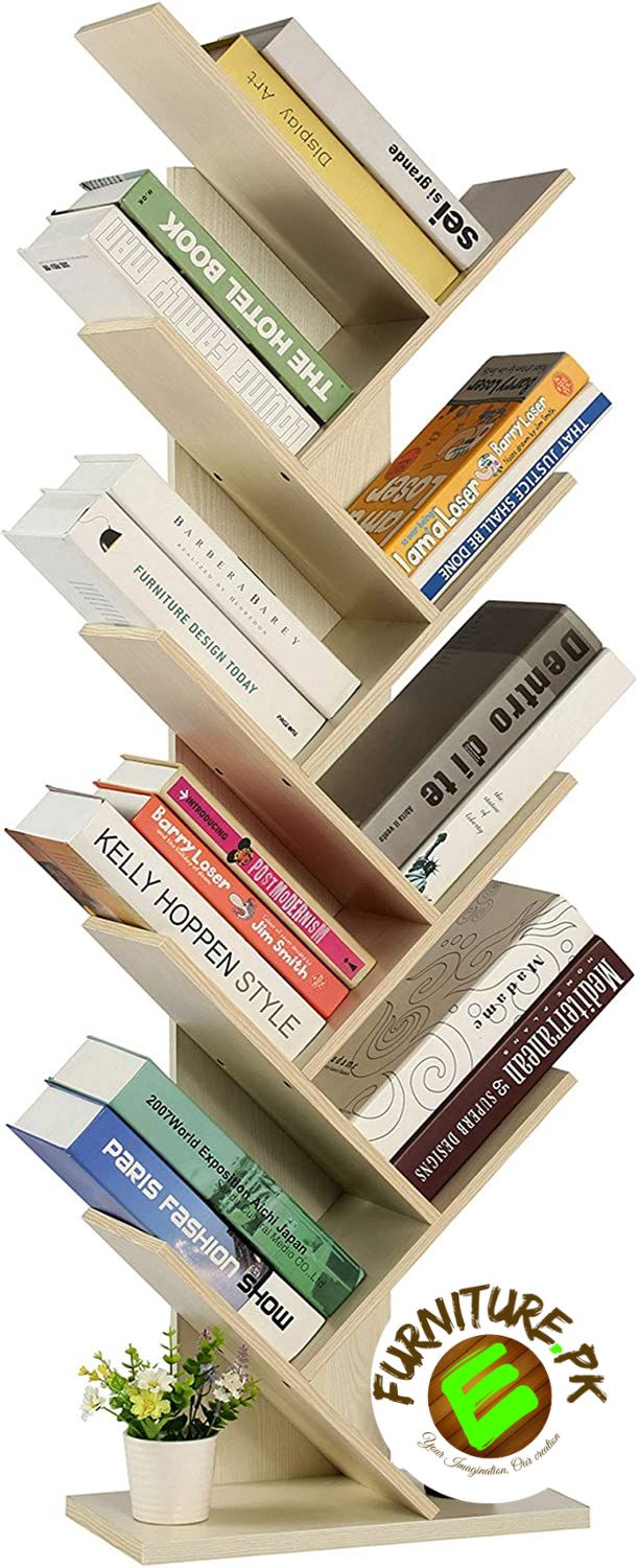 9-Shelf DIY Tree Shaped Floor Standing Bookcase, Storage Rack for Living Room/Home/Office by eFurniturePk